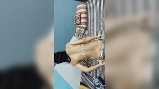 Indian cute girl,bikini show with dildo steel and silicon cum 