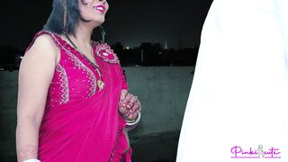 2024 Karwa Chauth- Desi young wife Pinki had blowjob in front of Moon, cumshot on her big Ass.