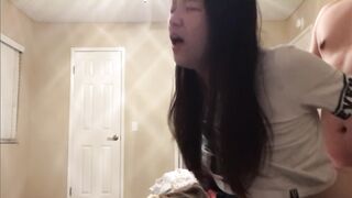 Hot Chinese UCSD international girl gets fucked and cum on face during zoom lecture