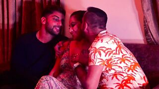 Desi girl with two boyfriends, with full Hindi audio, Threesome fucking session