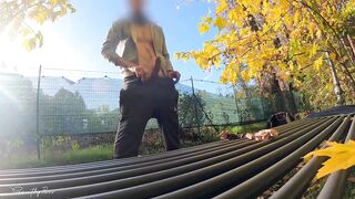 DICKFLASH in the PARK: a slutty milf can't resist to give a me a hard titty fuck