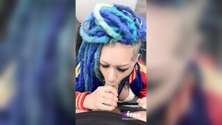 A lady in blue is getting her pussy pounded hard, she’s all inked up with gothic dreadlocks swinging, and that’s no ordinary blowjob that’s emerging! – @GlaminoGirls’s Sex Reel
